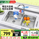 欧琳（OULIN）【国补立减15%】厨房水槽双槽304不锈钢洗菜盆双槽加厚洗碗槽双槽