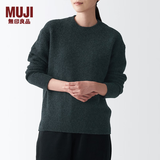 无印良品 MUJI 女式 含牦牛绒骆驼绒圆领毛衣 长袖针织衫秋 冬季 深灰色 XS -S(155/80A)