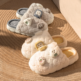 尤克达蒂（yookdd） 拖鞋秋冬季可爱毛毛保暖家居拖鞋2025年新款毛茸茸情侣棉拖鞋女 饭团拖鞋米白女36-37 【适合35-36】