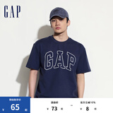 Gap【热卖爆款】男装夏撞色logo圆领短袖T恤纯棉上衣544465 藏青色 175/96A(L) 亚洲尺码