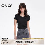 ONLY春夏时尚百搭舒适修身显瘦V领短款T恤女|124101024 H1Z 黑色 160/80A/S