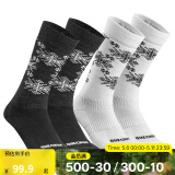 迪卡侬袜子男保暖专业运动加厚羊毛袜毛巾底2双女袜SH100 SH500 黑白色（4%）羊毛 2双装 均码 /43-46
