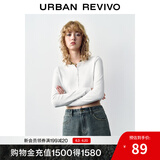 UR秋季新款女装旷野美拉德百搭修身针织开衫UWB940014 本白 L