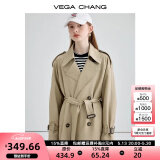 VEGA CHANG风衣外套女2025年春秋新款中长款高级感纯色大衣 摩卡棕 M
