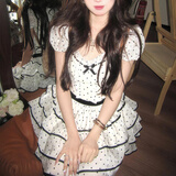 绯垚法式学院风连衣裙女夏季少女感波点短袖收腰小个子蓬蓬公主裙 波点公主裙 S 建议体重90斤左右穿