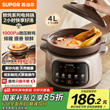 苏泊尔（SUPOR）电炖锅 电砂锅 煲汤锅4L家用多功能炖汤锅紫砂锅微压快炖煲汤专用锅可预约4-5人 DG40YC875