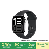 Apple/苹果 Watch Series 10 智能手表GPS+蜂窝款42毫米亮黑色铝金属表壳黑色运动型表带M/L MWXN3CH/B