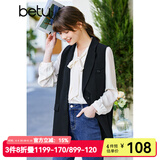 betu百图女装韩版英伦风气质外穿西装领马甲女2202T77 黑色 XS