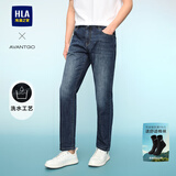 HLA海澜之家牛仔裤男三国演义大码直筒裤五袋款裤子男 牛仔蓝过渡色（深）34 L 175/84A(L)推荐66-71kg