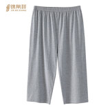 锦帛祥大码男士夏季薄款宽松纯棉睡裤家居裤七分裤居家裤夏季空调七分裤 浅灰色 XL 体重110-130斤