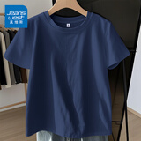 真维斯（Jeanswest）简约短袖女士夏季衣服2026新款纯棉百搭宽松半袖体恤女装显瘦t恤 藏青 纯色 L