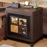 宜美汇（YIMEIHUI）衣服收纳箱超大容量家用翻盖可折叠中古风衣物被子整理箱储物箱 超大号【雅典黑】双开取物/可折叠