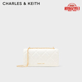 CHARLES&KEITH质感菱格链条小方钱包女包包女包生日礼物七夕礼物CK6-10680924 White白色 XS