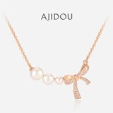 AJIDOU阿吉豆项链女时尚甜美珍珠蝴蝶结锁骨链元旦礼物送女友