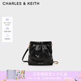 CHARLES&KEITH迷你菱格流浪包单肩斜挎双肩包包女包生日礼物CK2-60782390 Black黑色 S