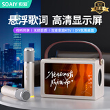索爱（soaiy）BK25悬浮歌词音箱一体麦克风无线蓝牙家庭ktv唱歌神器客厅音响套装自带声卡 香槟金【双话筒】