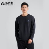 拓路者纯棉长袖t恤男士春秋打底衫休闲圆领上衣宽松男穿搭 黑色 L