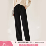 香影阔腿裤女卫裤加绒裤子秋冬季2024新款长裤灰色高腰直筒休闲裤 黑色 S