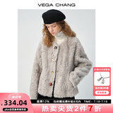 VEGA CHANG皮毛一体外套女2025冬季新款流行高级软糯显瘦毛毛外套 烟熏灰 S