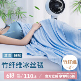 艾薇（AVIVI）毛毯被夏季竹纤维冰丝毛巾被单人空调毯午睡毯子夏季 蓝150*200cm