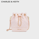 CHARLES&KEITH大容量绗缝菱格链条单肩包水桶包包女包生日礼物CK2-10701506