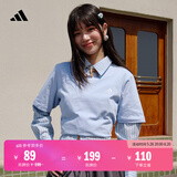 adidas情侣休闲纯棉上衣圆领短袖T恤男女夏季阿迪达斯官方轻运动 蓝色 S