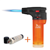 LUBINSKI雪茄打火机喷火枪防风创意迷你打火机耐用单火充气火机喷枪点烟器 橙色+气体 1个