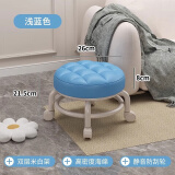 林家小子滑轮矮凳带轮万向轮小凳子带娃神器滑轮凳多功能美缝圆凳软坐 浅蓝16格-万向防滑轮