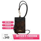 蔻驰（COACH）女士Lanyard卡包卡套挂脖证件套 63274 IMAA8 棕黑色