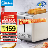 美的（Midea）多士炉早餐机面包机 全自动家用小型不锈钢内胆吐司机双面烘烤面包片 不锈钢机身配烘烤架 R03