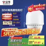 公牛（BULL）LED灯泡高亮柱形灯厂房车间商超食堂 30W球泡暖白光3000KE27螺口