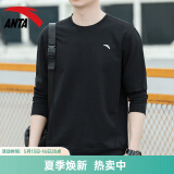 安踏（ANTA） 运动外套上衣男2024年秋季新款男士运动外套休闲时尚针织上衣男 【圆领卫衣】基础黑-2 XL/男180cm
