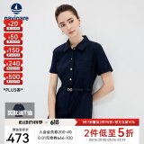 Navigare意大利小帆船短袖衬衫裙女士夏季时尚百搭小个子连衣裙简约中裙女 海军蓝 S 码