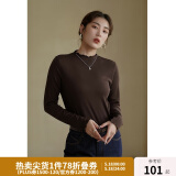 独束大码女装【发热防静电】百搭打底衫女显瘦秋冬新款胖mm针织衫 棕咖色 2XL
