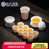 苏氏陶瓷（SUSHI CERAMICS）羊脂玉瓷丰亭三才盖碗礼盒套组 130ML