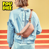 FOUDIEE皮包2025新款斜挎胸包女潮流女包包小包包百搭真皮腰包女潮ins 粉色