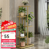 索尔诺 花架多层折叠落地室内家用阳台装饰花架铁艺客厅庭院简约多肉架 金色H916（6盆升级版）