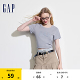 Gap女装夏季纯棉镂空字母印花logo短袖T恤宽松上衣546498 灰色 155/76A(XS)亚洲尺码
