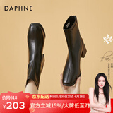 达芙妮（DAPHNE）短靴女瘦瘦靴秋冬季法式粗跟中跟英伦风百搭品牌女靴子2023冬季 黑色 37 (235mm) 标准码
