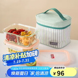乐扣乐扣（LOCK&LOCK）耐热玻璃保鲜盒微波炉饭盒上班学生便当盒分隔餐盒配便当包两件套