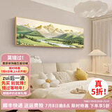 墨派卧室装饰画床头挂画现代简约轻奢酒店墙画客厅背景墙主卧房间壁画 背靠金山 160x50cm适合1.8米床晶瓷