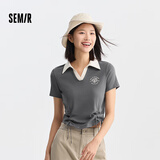森马（Semir）短袖t恤女宽松凉感上衣夏装可爱刺绣印花圆领百搭正肩修身套头衫 K款-灰色调00322 M /160/84A