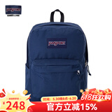 JANSPORT杰斯伯书包轻便双肩包男女26L旅行包简约背包电脑包学生校园 4QUE003海军蓝/藏青色-侧袋+隔层