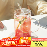 忆壶茶（YIHUTEA）玻璃杯吸管刻度量杯泡茶杯带盖大容量水杯子牛奶杯办公室玻璃茶杯 【升级款】带吸管量杯1000ml