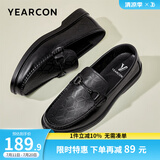 意尔康男鞋 男士皮鞋新款商务正装皮鞋男牛皮男士英伦德比鞋上班鞋子男 黑色-套脚版 40
