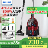 飞利浦（PHILIPS）卧式吸尘器家用 小型手持吸尘器大吸力大功率 有线吸尘器 强力除螨吸猫毛吸尘机FC9735 FC9735/81（旗舰款）