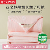 慈云云之梦蚕丝被 100%桑蚕长丝优等四季子母被两条总重9.2斤2*2.3m粉