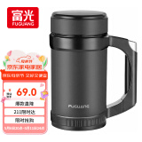 富光办公保温杯商务水杯子带把手带滤网茶杯304不锈钢水杯壶黑色500ml