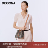 DISSONA迪桑娜女包老花单肩斜挎包大容量通勤包水桶包 棕色