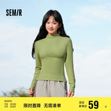 森马（Semir）长袖T恤女半高领吸湿发热抗菌2024冬紧身抓绒打底衫109724101001